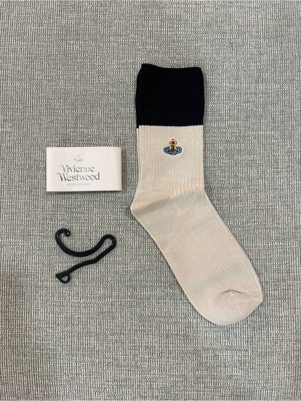 Vivienne Westwood Two-Tone Logo Crew Socks - Black & Cream